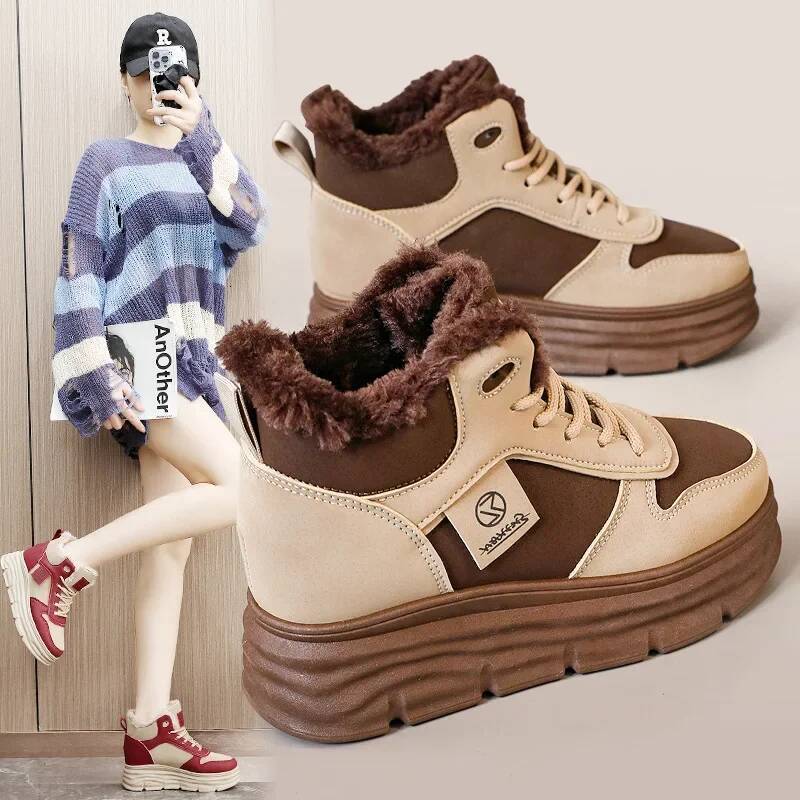Ddmyoutdoor Winter Ankle Plush Anti Slip Outdoor Snow Boots High Top Platform Simple Warm Student Women S Shoes Outdoor Shoes