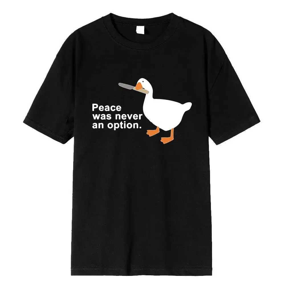 Internet Famous Big White Duck Funny Printed T-Shirt Men Women Couple Short Sleeve 100% Cotton Black T-Shirt O-Neck Clothing X250607