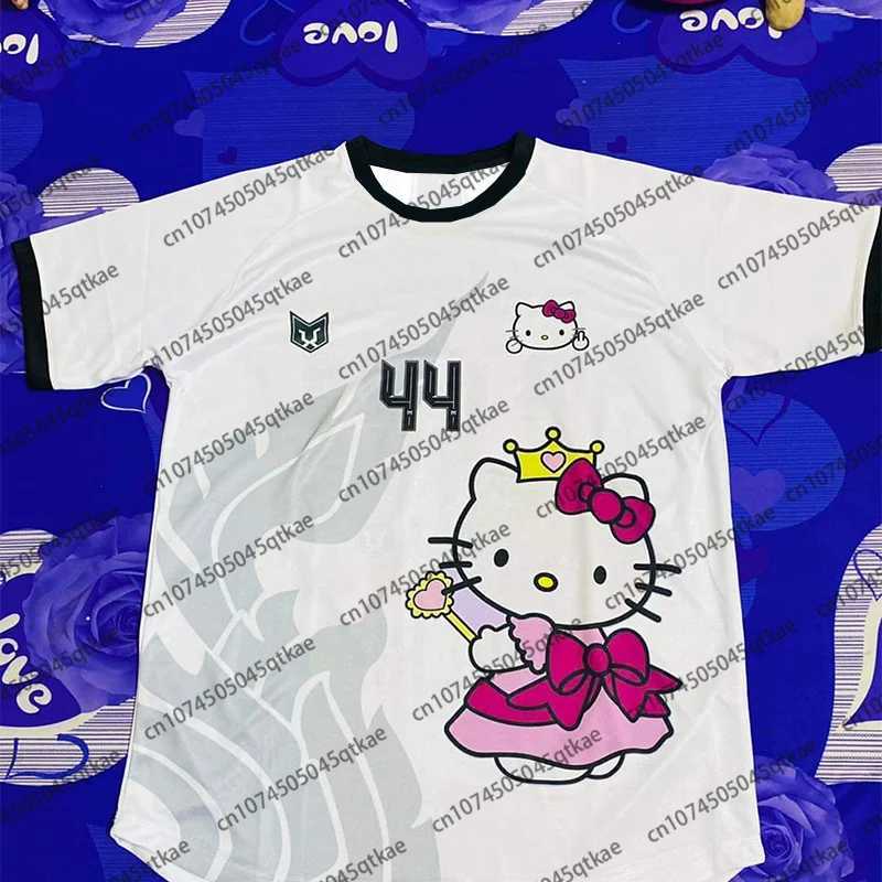 Sanrio 2025 Disney Cartoon Hello Kitty Short Sleeve T-shirt Men Women Summer Fashion Leisure Breathable Quick Drying Football Jersey w250607