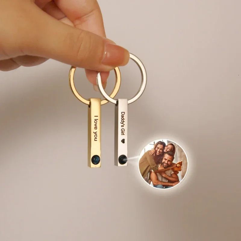 Stainless Projection Po Keychain Custom Name Keychain for Him Personalized Text Keychain with Image Inside Gift for Mom 250530