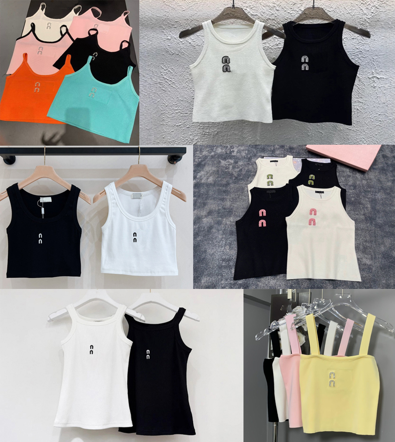 Women Tank Top Vest Designer Tanks Summer Fashion Sleeveless Knitted Sexy Tight Letter White Embroidered Tank Tops Casual Sports One Size S-XL