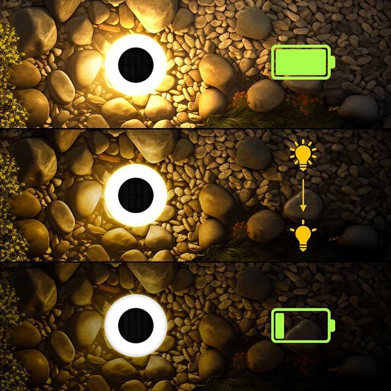 1/2Pack Solar Ground Lights Waterproof Outdoor Landscape Light 360 LED Lawn Lamp for Garden Pathway Yard Deck Camping Decor XJ250606