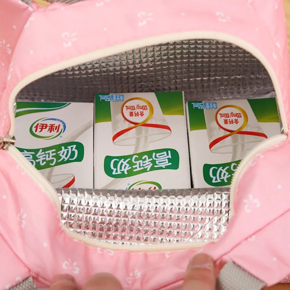 1PC Stripe Lunch Bag Insulated Cold Picnic Carry Case Portable Thermal Lunch Pouch Container Food Storage Bags 22x15.5x17cm 250606