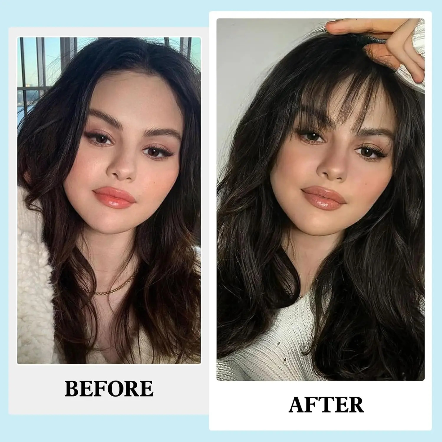 100% Human Hair Wispy Bangs Hair Clip in Natural Black Bangs Fringe with Temples Hairpieces for Women Clip on Air Bang 5 Inch 250529