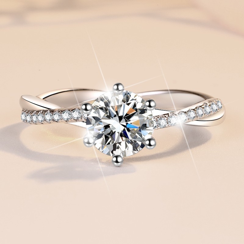 Moissanite Women's Ring with PT950 Plating, Vintage Vine Design, 925 Sterling Silver Wedding Ring, Elegant Engagement Jewelry, Cross-Border Whole