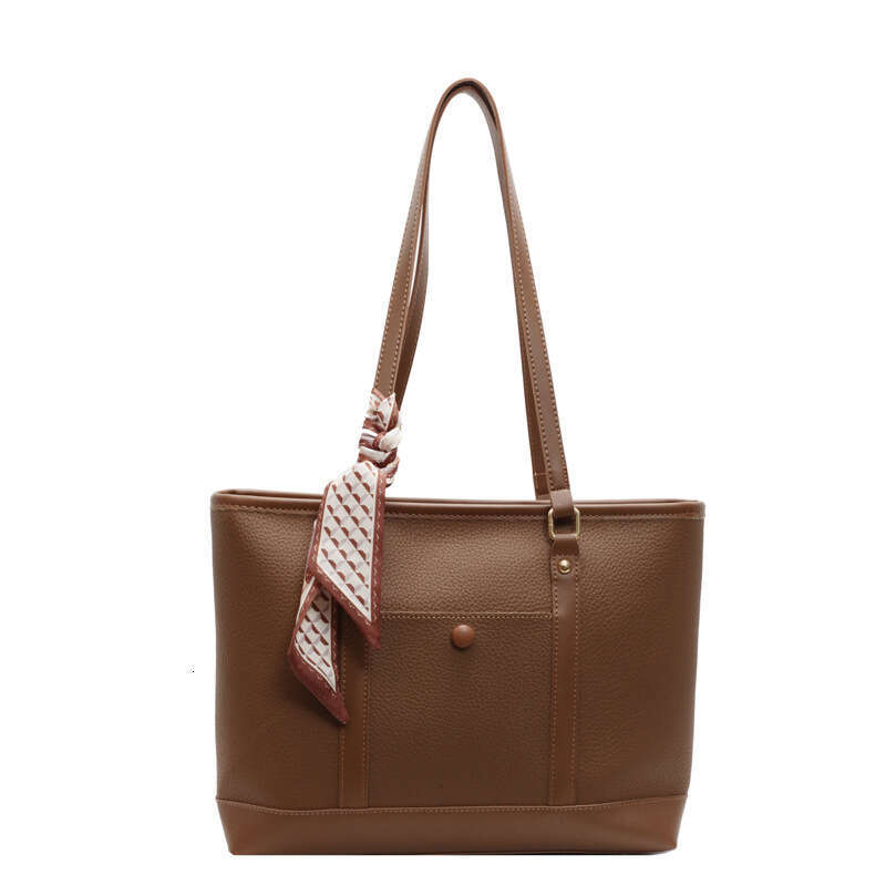 2025 New Niche Design for Women Color Block Stitching College Student Class Shoulder Versatile Commuter Tote Bag