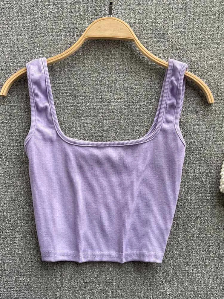 Tank Top Women Sexy Backless Y2k Slim Fit Bottoming Blouse Solid Crop Sleeveless Camis Mujer 250527