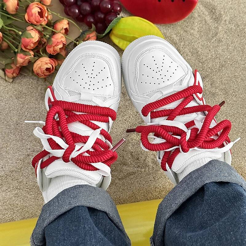 ddmyoutdoor Fashion Couples Skateboard White Red Letter High Quality Lace Up Platform Women S Sports Shoes Winter Low Cut Men Sneakers Outdoor Outdoor