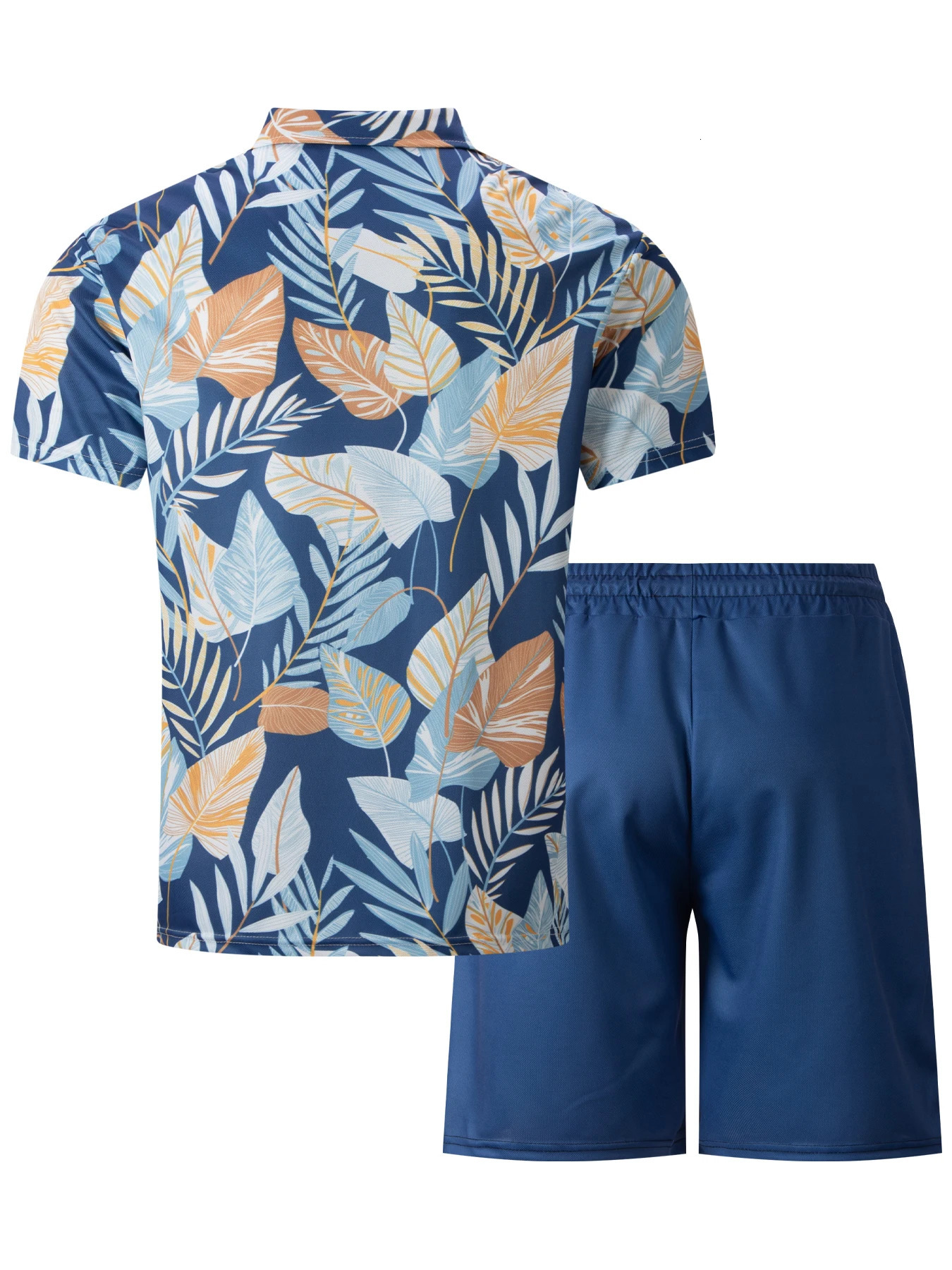 Summer mens trend casual beach style digital print short-sleeved T-shirt POLO shirt shorts outdoor Hawaiian couture suit 250605