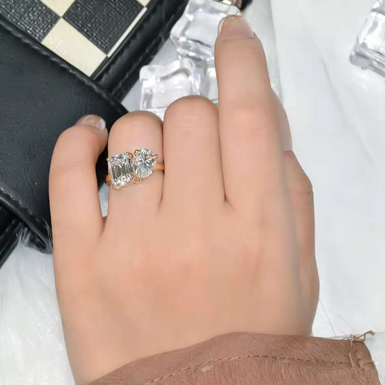 Custom Luxury Jewelry 18K Yellow Gold 3ct Emerald Cut VVS Moissanite Diamond Rings Moissanite Loose Engagement Women Men Ring