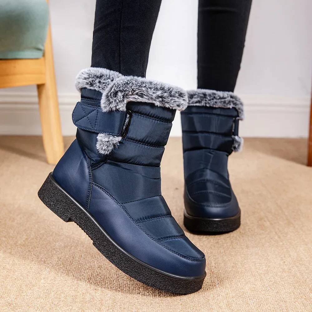 Ddmyoutdoor Women Winter Trendy Platform Snow Boots Outdoor Anti Slip Thick Soled High Quality Work Casual Cold Resistant Cotton Shoes Outdoor Shoes