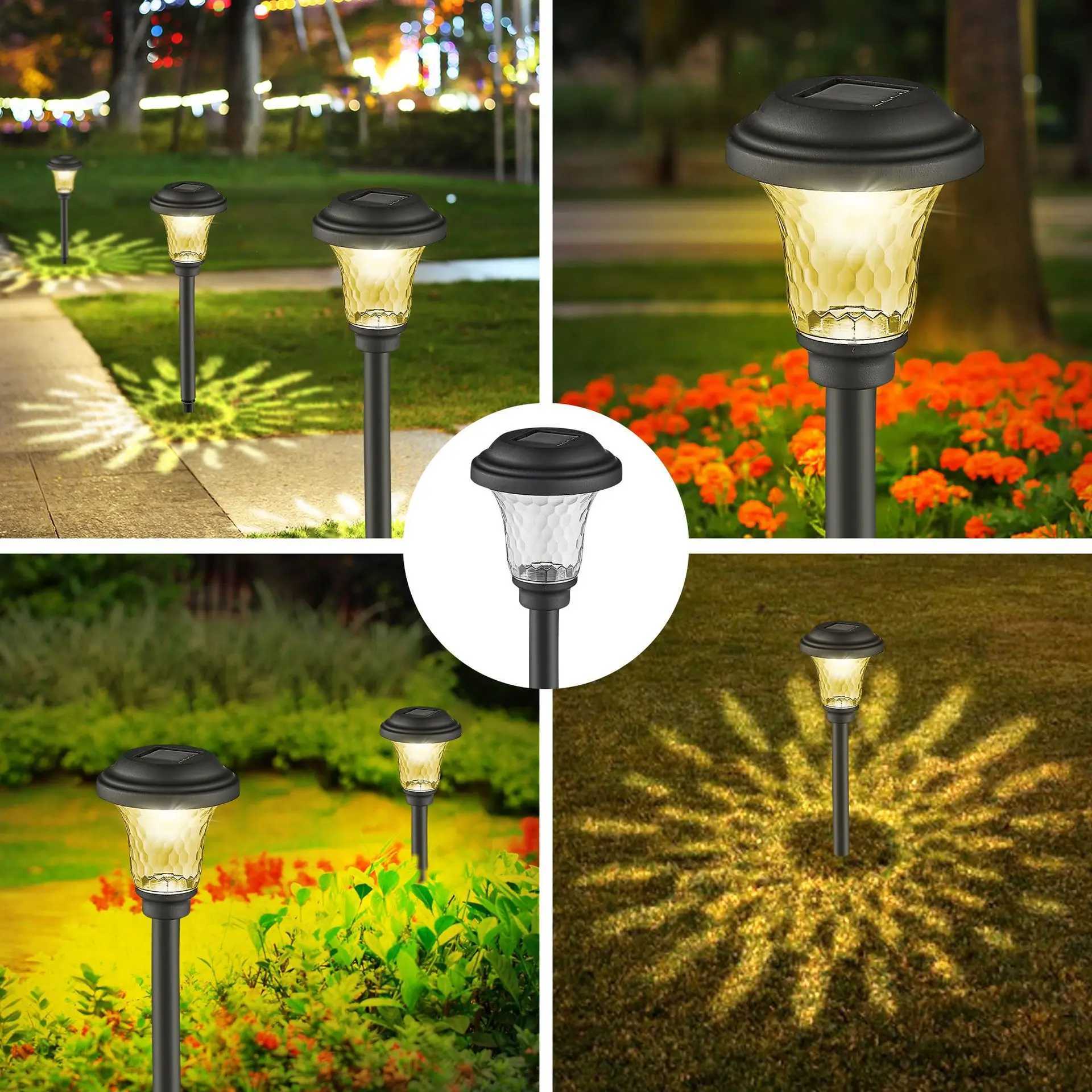 Solar Pathway Lights Outdoor Solar Yard Lamp RGB Color Changing/Warm White IP67 Waterproof LED Solar Lights for Garden Path XJ250606