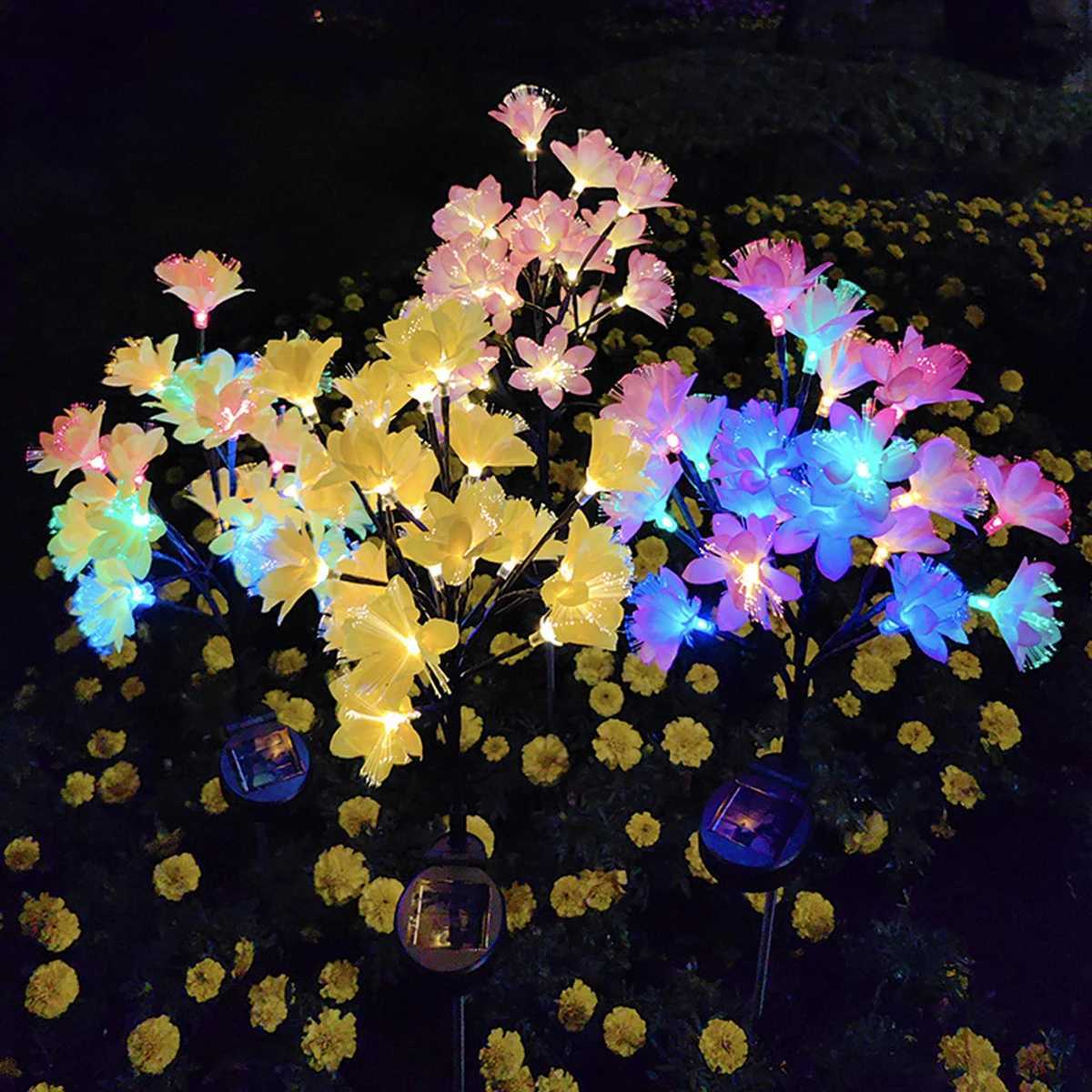 Peach Blossom Lawn Lamp Decoration Flower Lantern For Courtyard Yard Patio Garden Holiday Party Lighting Solar LED LightsXJ250606