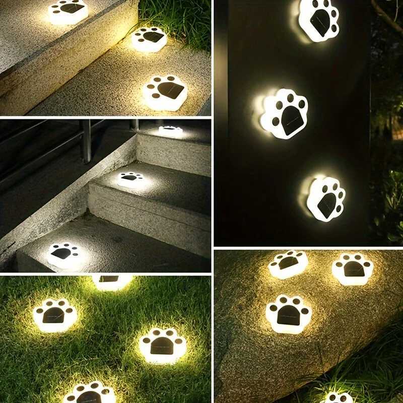1/2pcs Solar Cat And Dog Pet Footprint Light Solar Outdoor Lights Waterproof Led Lawn Light Solar Pathway Light XJ250606
