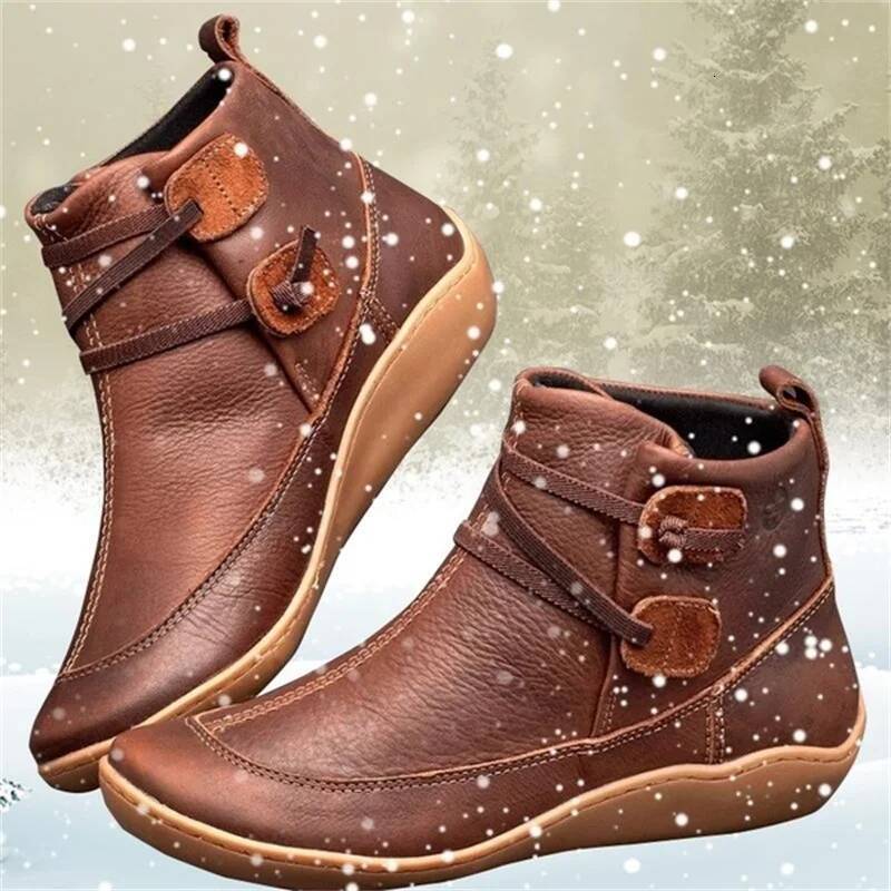 Ddmyoutdoor New Autumn And Winter Shoes Fat British Wind Retro Boots High Quality PU Waterproof Warm Women S Booties Mujer Botas Outdoor