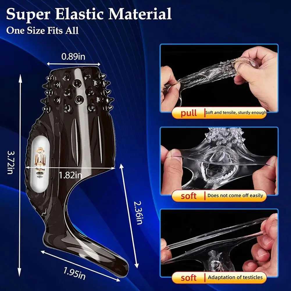 Reusable Vibrating Cock Penis Ring Sleeve Extensions Delay Ejaculation Stronger Erection Adult Ring Cock Sex Toys For Men XJ250607