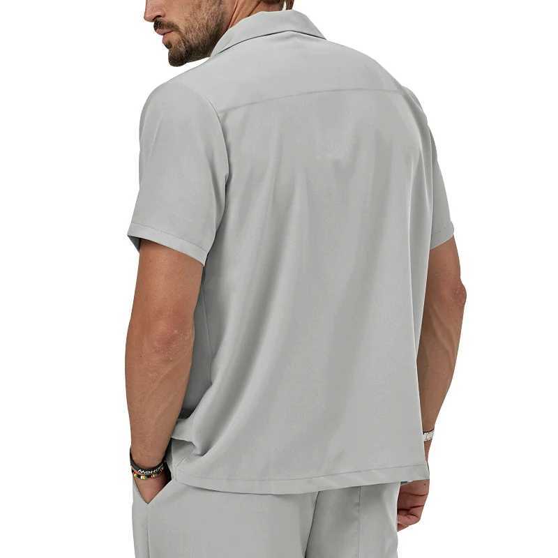 Summer Casual Mens Set Lightweight And Comfortable Mens Clothing Pocket Lapel Short-sleeved Shirt And Shorts Two-piece Suit W250609