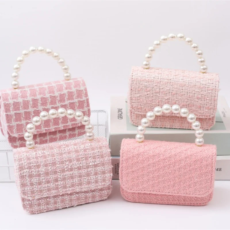 Childrens bag girls woven handbag crossbody princess chain mini purses and handbags for girls 250605