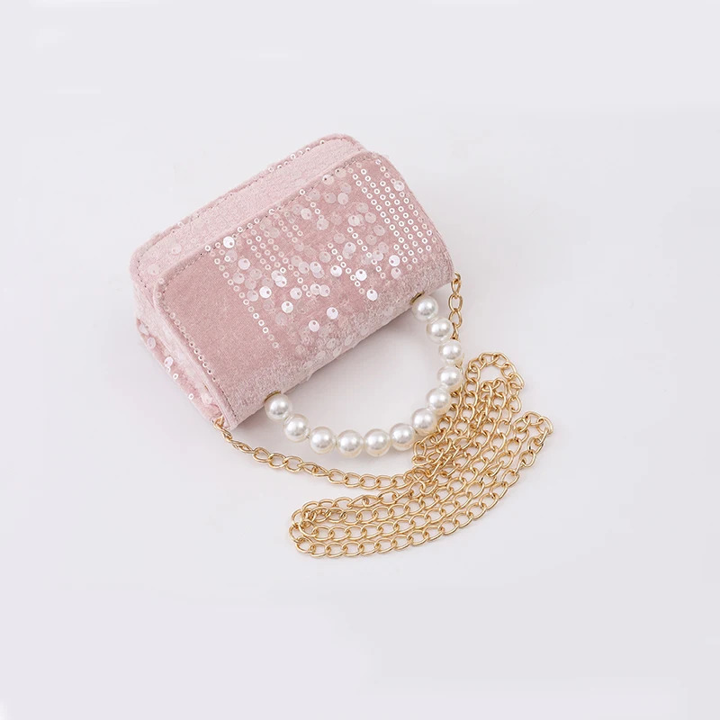 Fashion Childrens Shoulder Bag Womens Handbag purse Pearl Sequins Selling Girl Baby Cute Zero Wallet Princess Bag 250605