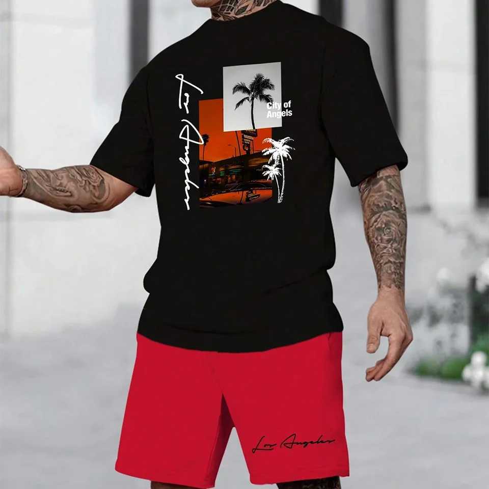 Hawaiian Set European And American Trendy Beach Short Sleeved Shirt Mens Dopamine Beach Casual Shorts Set Soft And Comfortable W250609