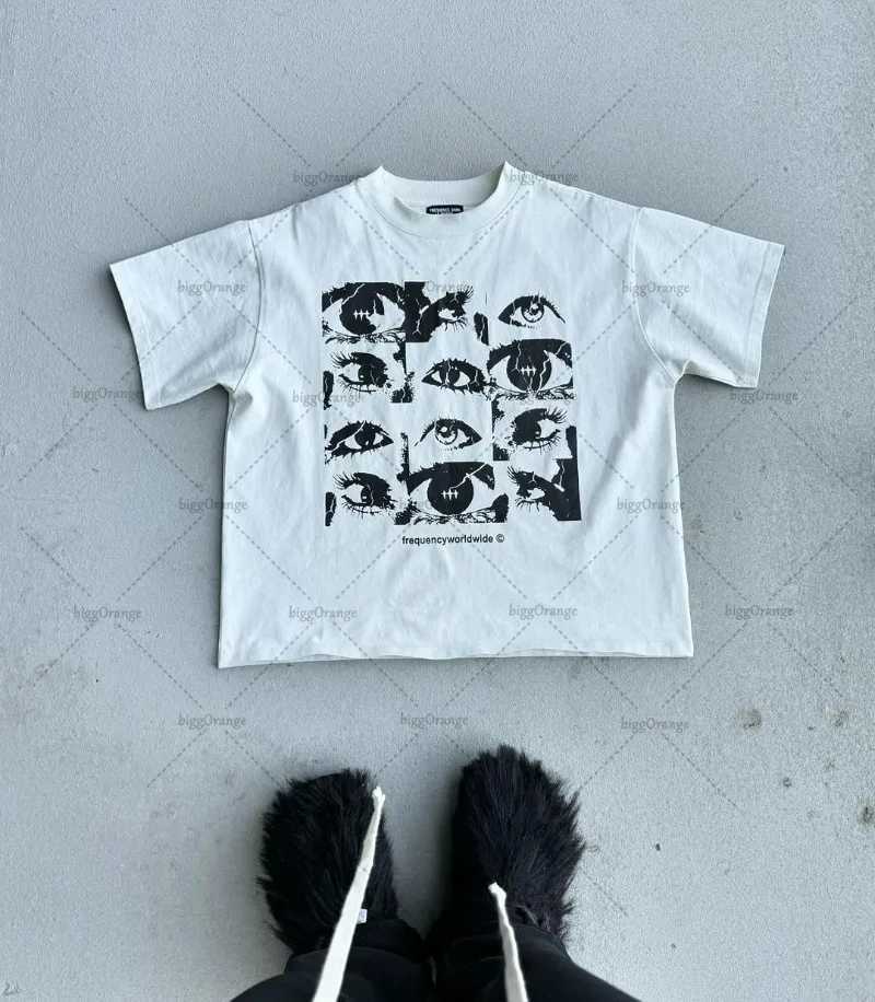2024 Y2k Harajuku Retro Oversized Short Sleeve Men Letter Cartoon Print T-Shirt High Street Trendy Versatile Clothing Women W250607