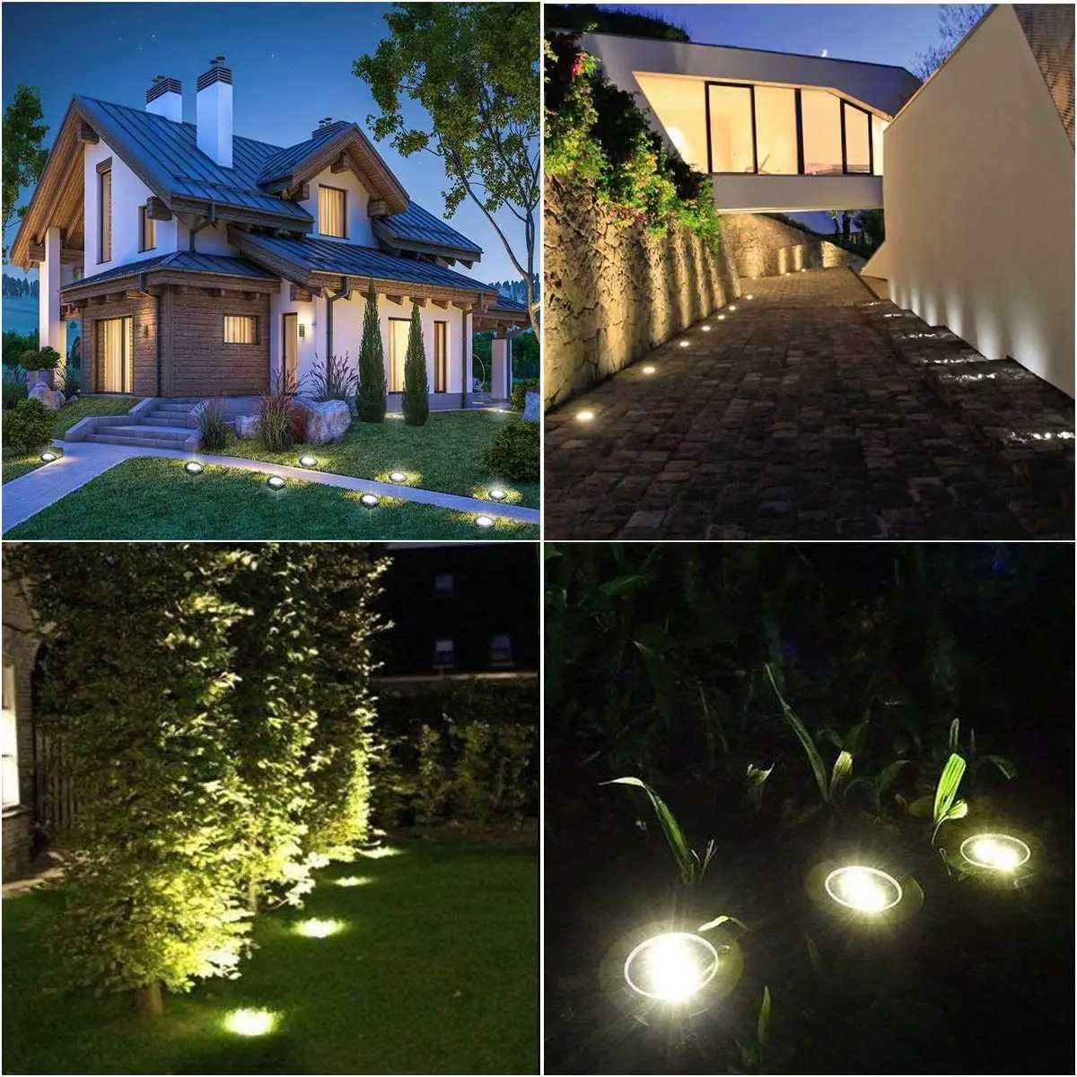 2-16Pack Solar Ground Lights Waterproof Outdoor Garden Light Stainless Steel in-Ground Landscape Lights for Pathway Deck LawnXJ250606