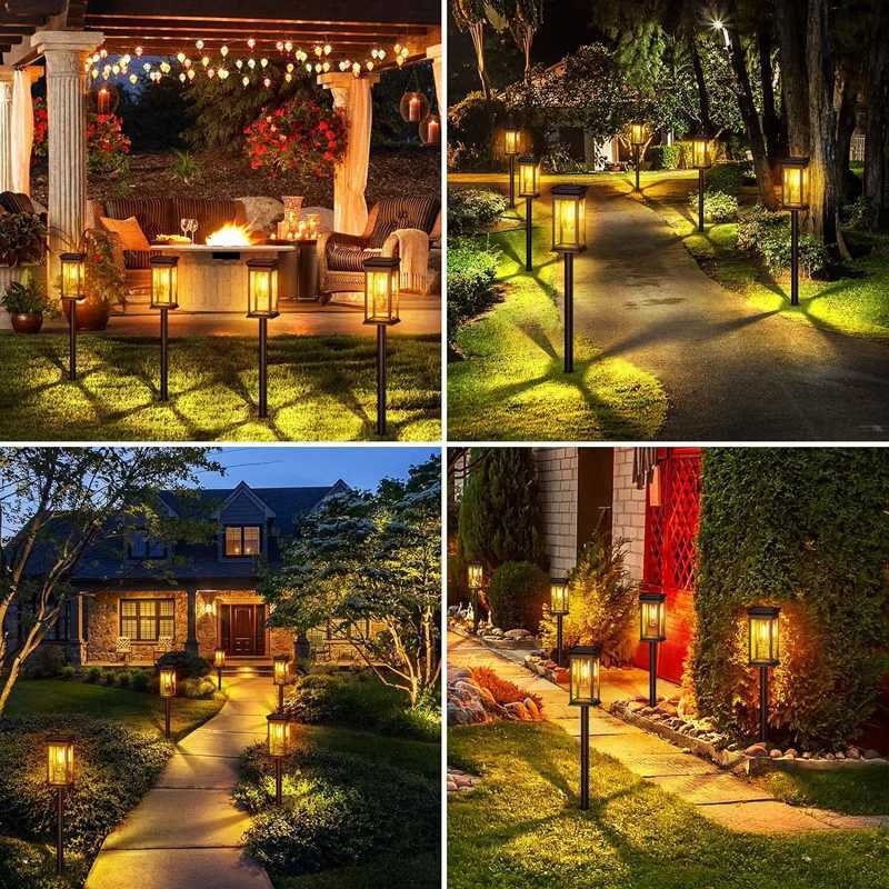 Solar LED Lawn Lights Warm Light Waterproof Outdoor Solar Sidewalk Garden Sidewalk Driveway Lawn Patio Garden Landscape Lighting XJ250606