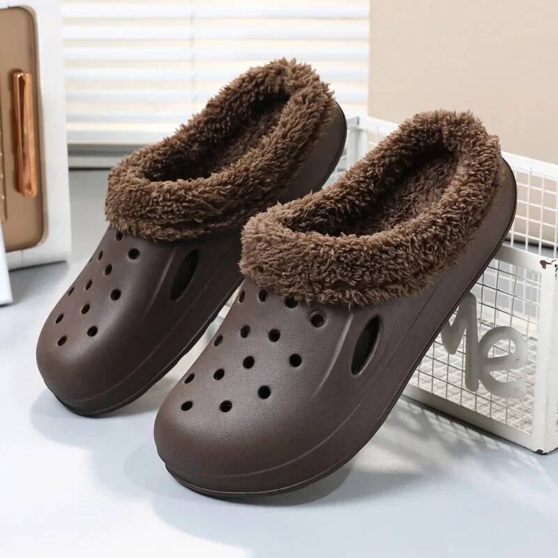 Ddmyoutdoor Men Warm Plush Sandal Women Garden Clogs Mules Fur Fluffy Slippers Winter Indoor Home Beach Shoes outdoor shoes