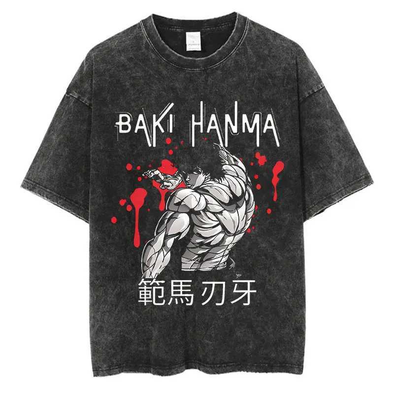 Anime Baki Haman T-shirts Harajuku Vintage 100% Cotton 2024 New Washed T Shirt For Men Hip Hop Streetwear Oversize T-shirt X2506131