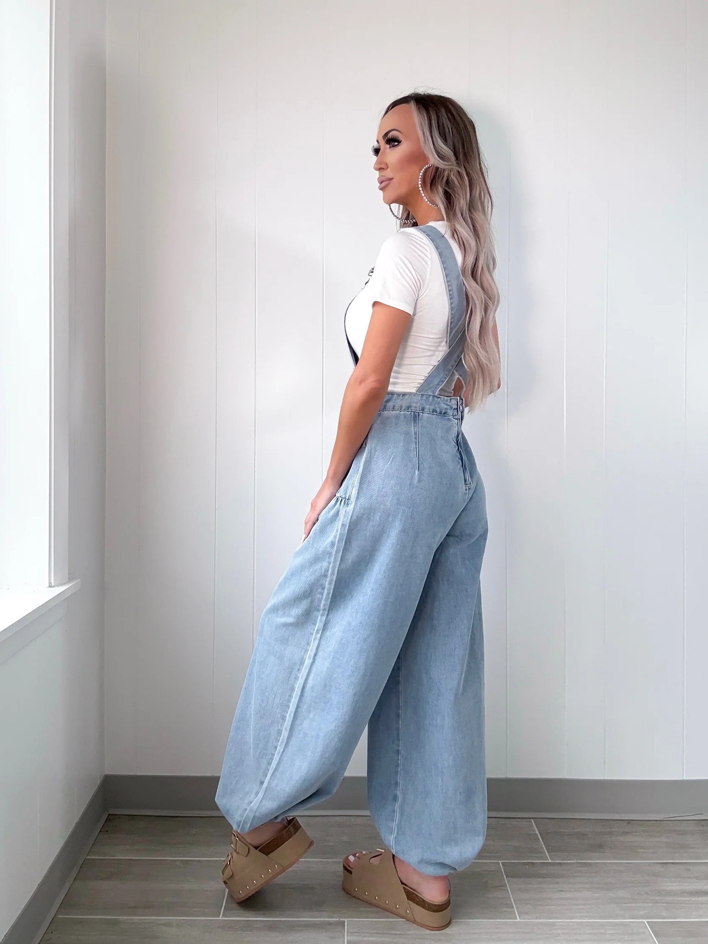 European women's new fashion clothing - stylish casual loose-fitting wide-leg denim drawstring pants