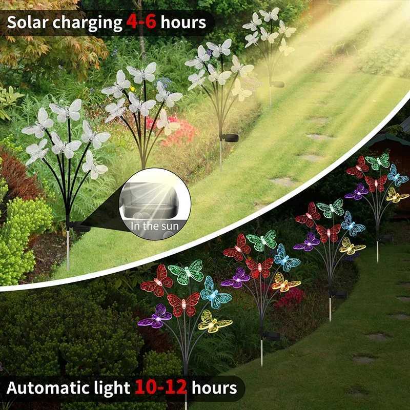 Solar Butterfly Light LED Bahe I 2 Modlu D Mekan Su Geirmez Peyzaj I Bahe im Dekorasyonu XJ250606
