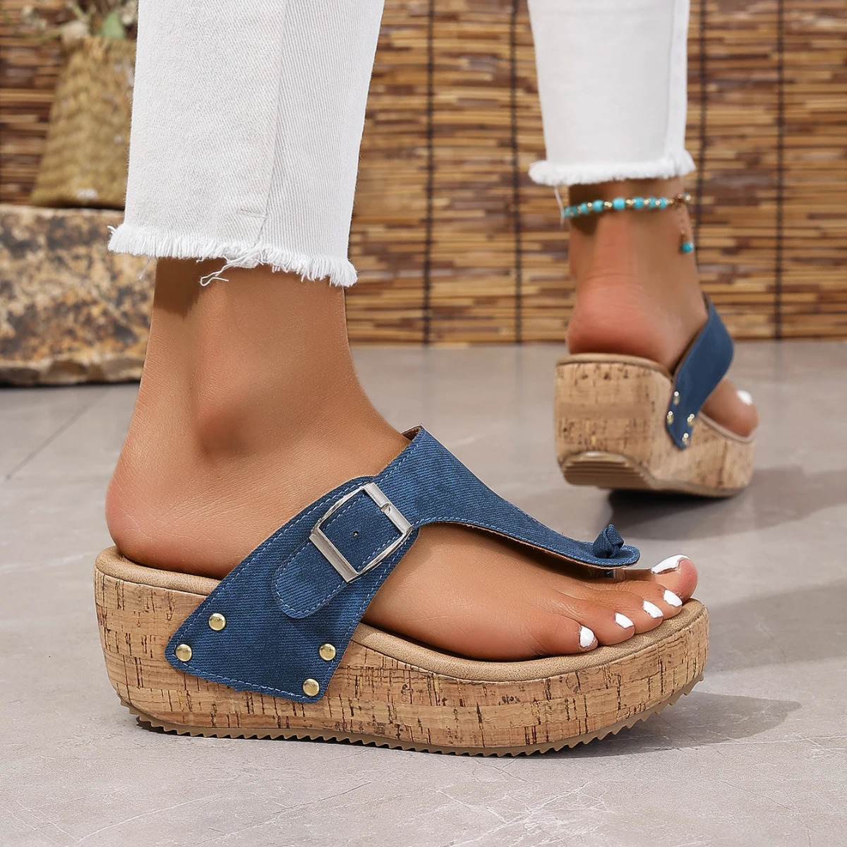 Women Sandals Platform Clip Toe Slippers Flip Flops Summer Wedges Fashion High Heels Shoes for Women Trend Outdoor Sandals 250605