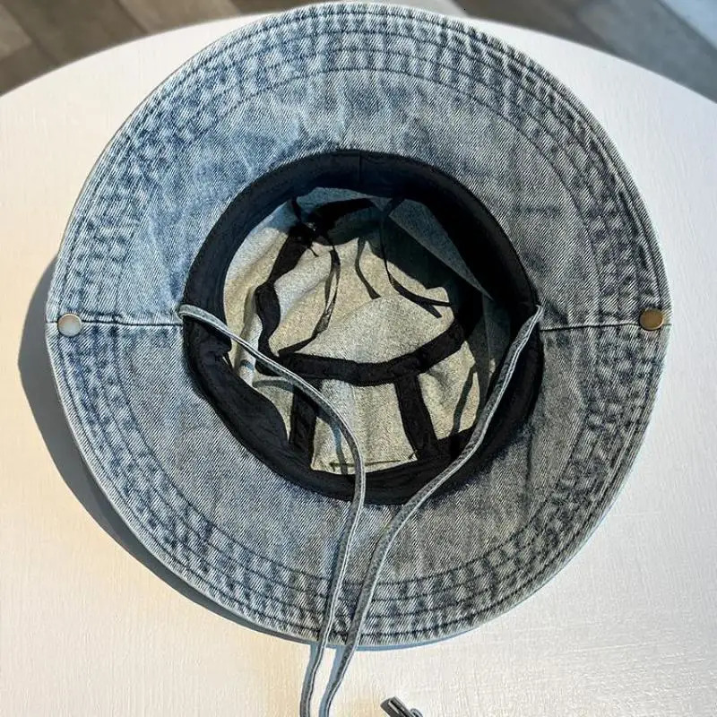 Bucket Hat Women Men Denim Fisherman Cap Outdoor Camping Mountaineering Retro Washed Sunshade Sun Hat Female 250605
