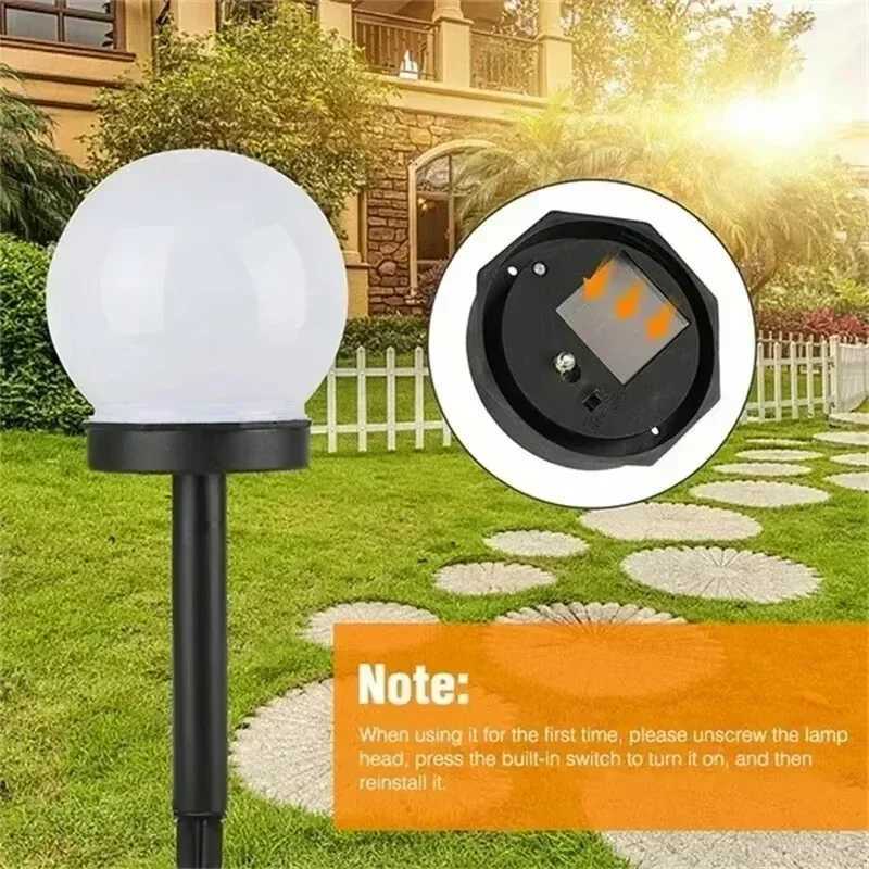Solar Powered LED Round Ball Light Waterproof Outdoor Lawn Lamp Landscape Lighting Ground Plug for Garden Pathway Villa Decoration W250607