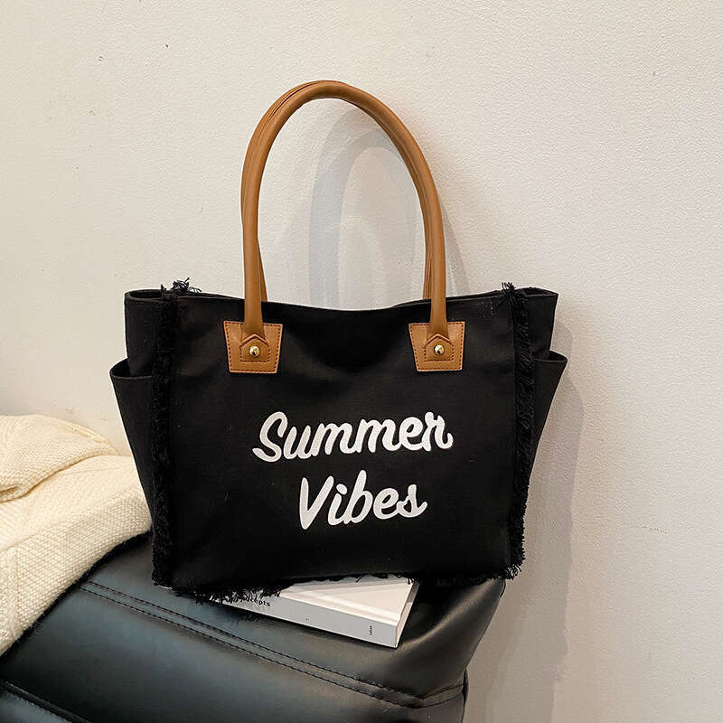 Korean and Japanese Style Simple Women's 2025 New Fashion Printed Tote Large Capacity Handbag Underarm Bag