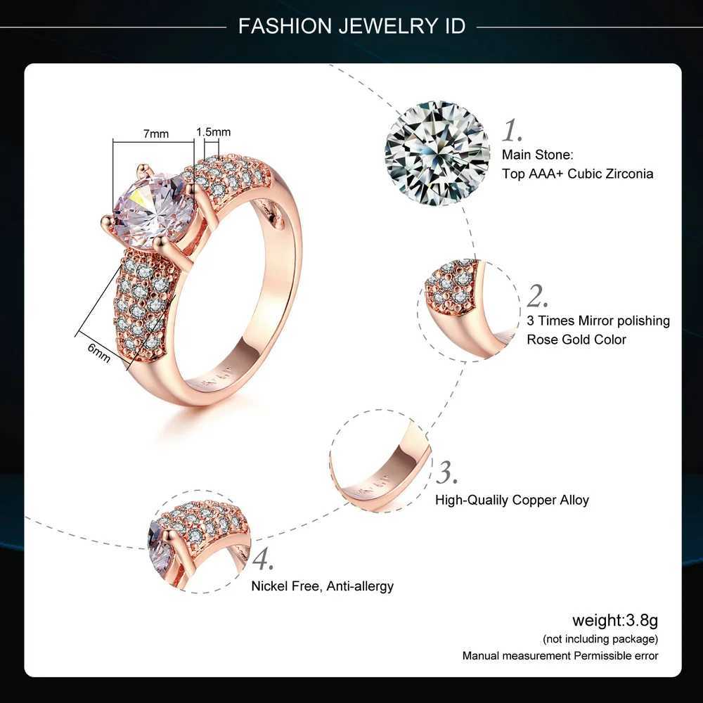 Double Fair Engagement Wedding Rings Cubic Zirconia Rose Gold Color CZ Stone Ring Jewelry For Women anel HotSale DFR105 W250606