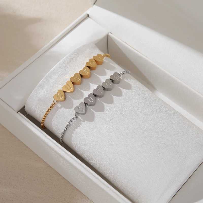 Customized Engraved Name Bracelet Stainless Steel Initial Letter Chain Adjustable Alphabet Jewelry Personalized Girlfriend Gifts W250606