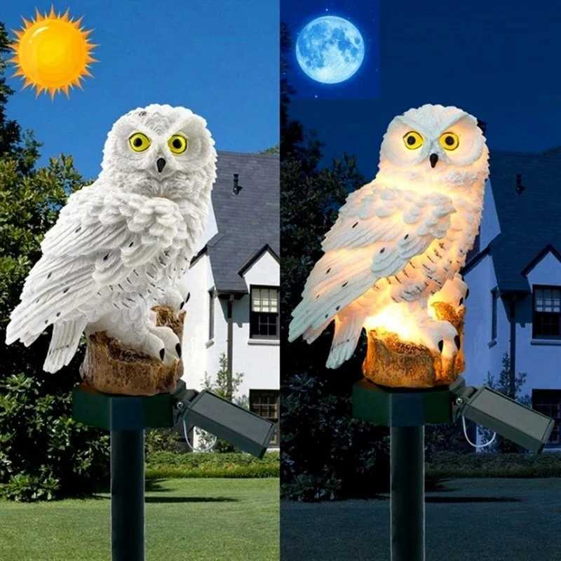 Solar Powered LED Owl Animal Home Artificial Flowers Garden Lights Waterproof Outdoor Lawn Lamp Solar Energy Outside LED Decor XJ250606