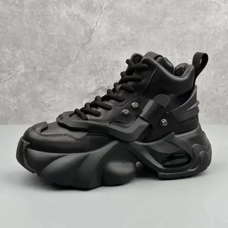 Ddmyoutdoor Men S High Top New Trend Wear Resistant Synthetic Leather Casual Lace Up Height Increasing Fashion Boots Outdoor Shoes