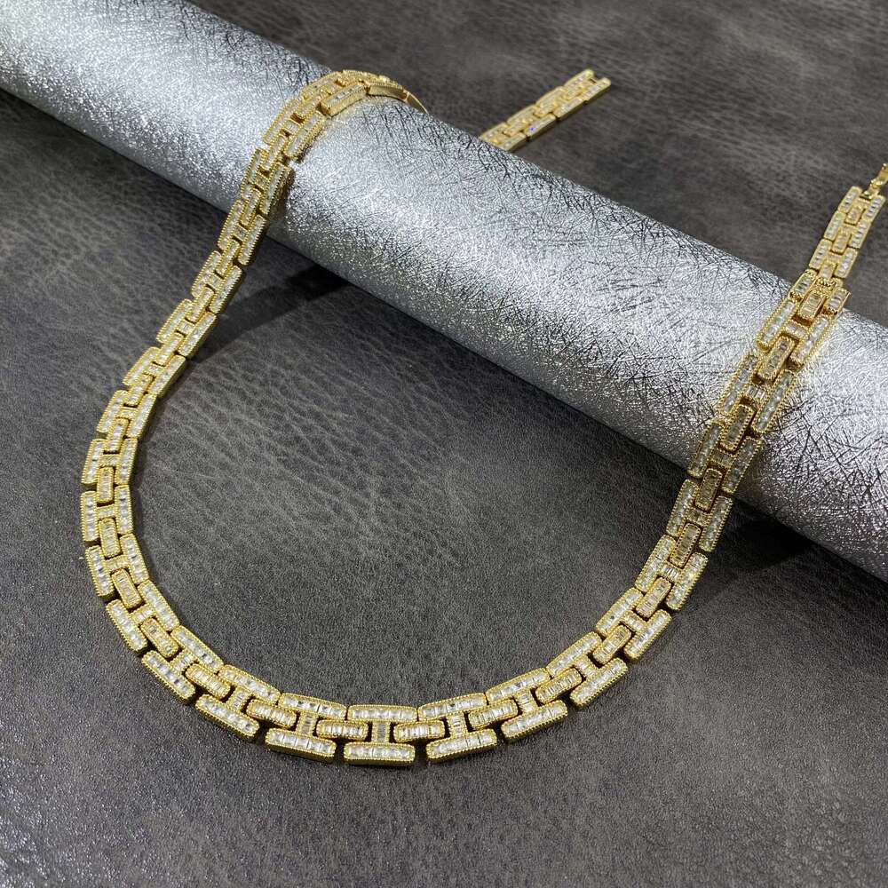Fashion Popular Gold Plated Hip Hop Thick Style Iced Out Necklace Jewelry Chain and Bracelet American Personalize