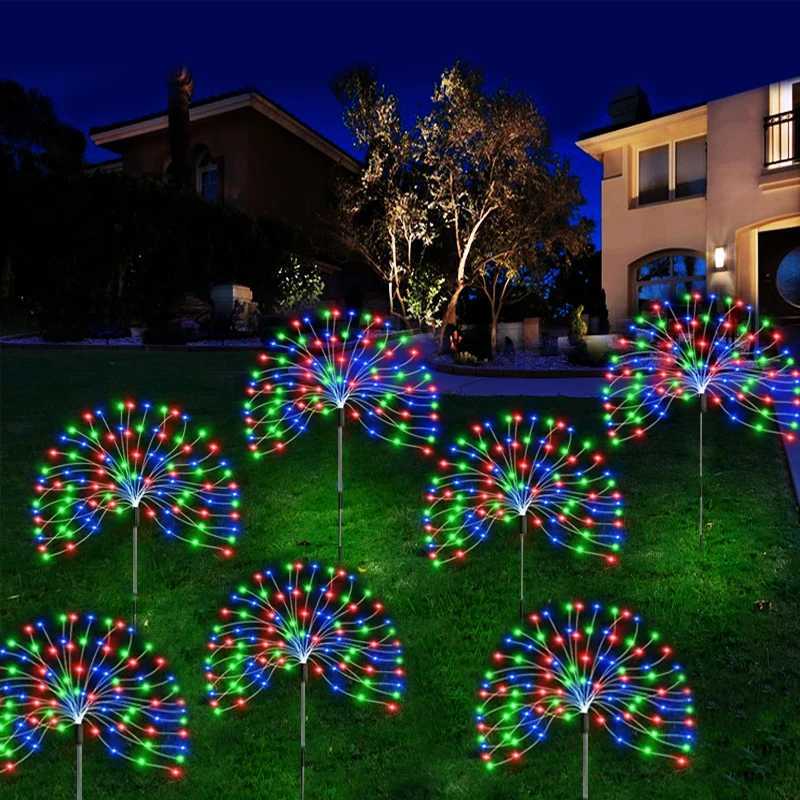 LED Solar Power Lights Firework Garden Decoration Fairy Lights Waterproof Outdoor Dandelion Lawn Lamp For Patio Path XJ250606