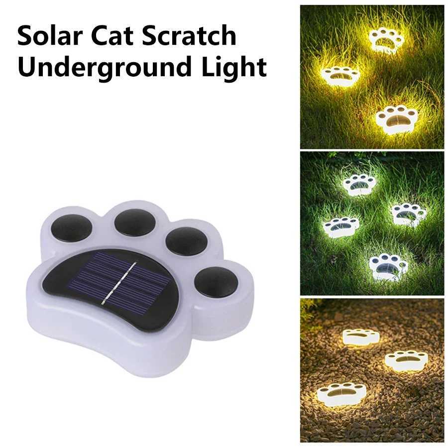 4pcs Solar LED Cats Paw Buried Light Cute Cold Warm Waterproof Outdoor Lawn Lights Decorative Lights Garden Patio DecorationXJ250606