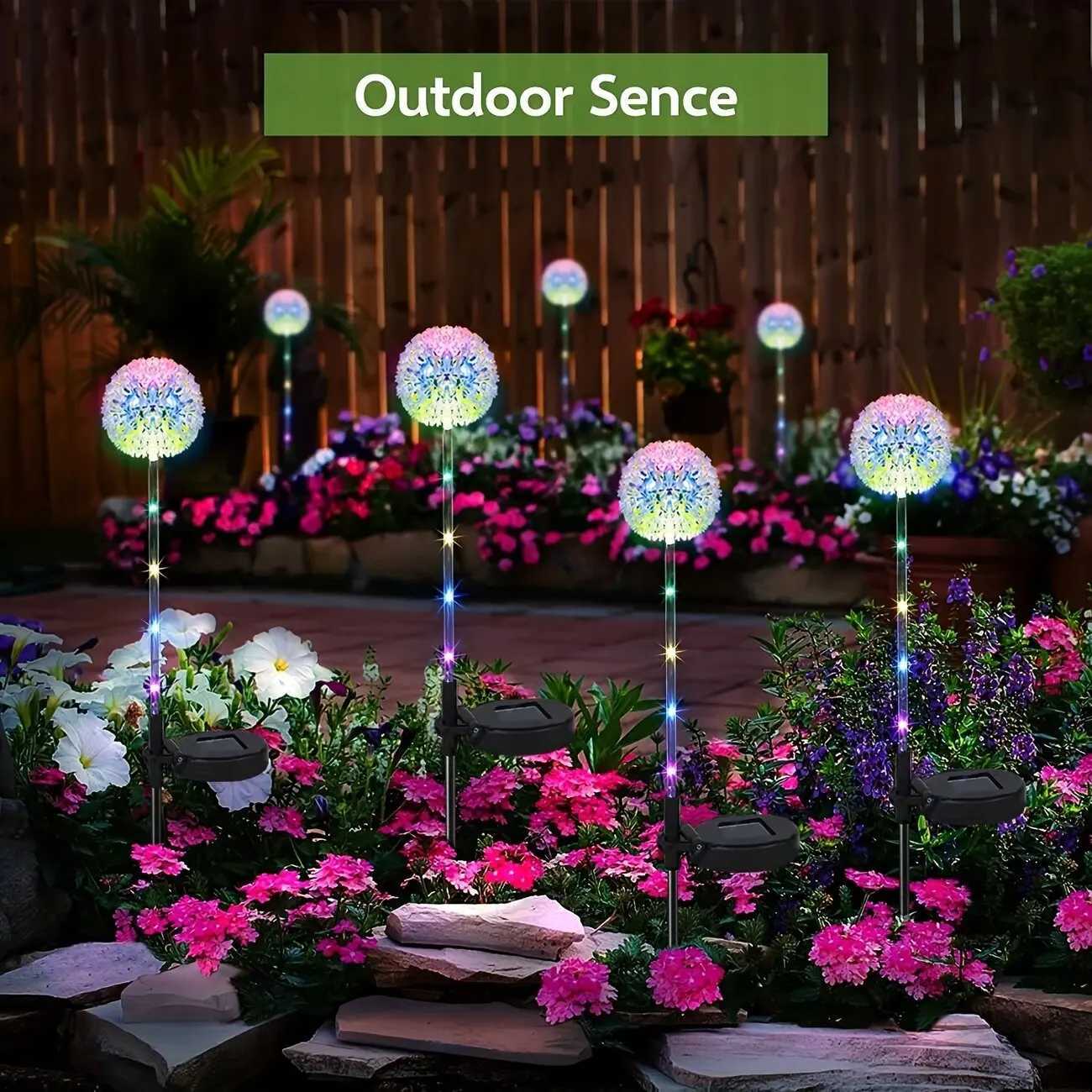 1PC 1-Head Solar LED Dandelion Light Outdoor Decorative Lights Artificial Flower Landscape Lighting For Garden Lawn Yard Pathway W250607