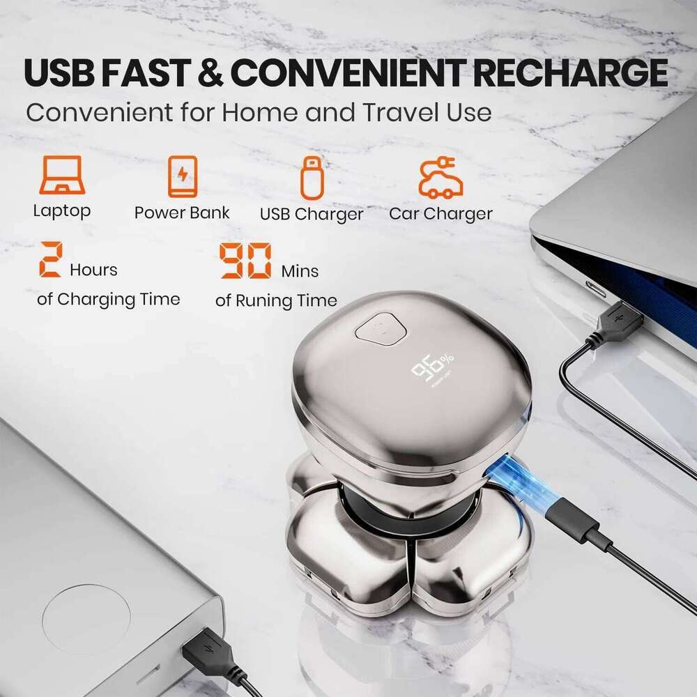 9D Men 6 In 1 Cordless Rechargeable Electric Shavers For Beard/Nose/ LED Display Wet/Dry Bald Head