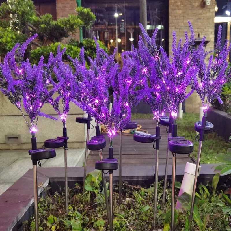 2025 New Purple Lavender Flower Solar Garden Lights Outdoor Decorative Lawn Lamp for Patio Yard Decor XJ250606