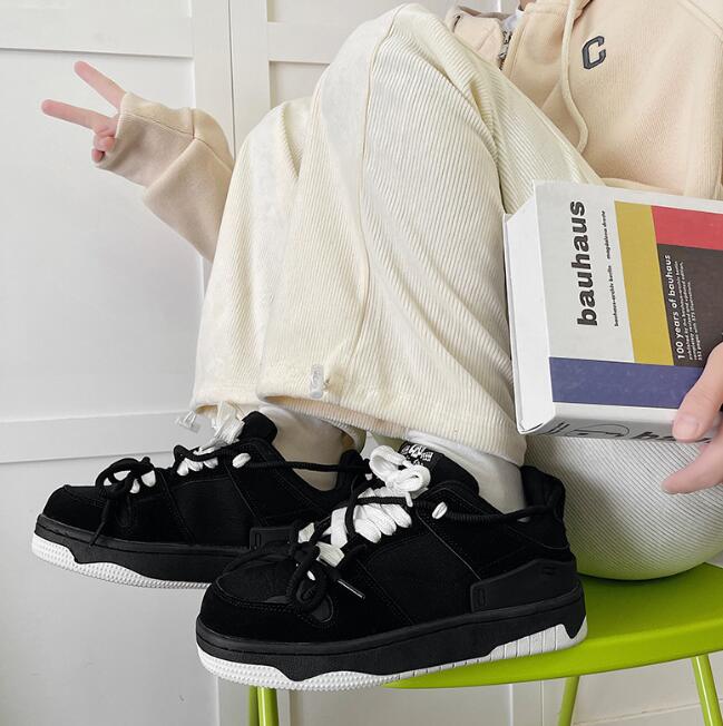 Black men's Designer shoes trendy casual spring student thick soled trendy brand board shoes men's popular casual sports shoes men's tr