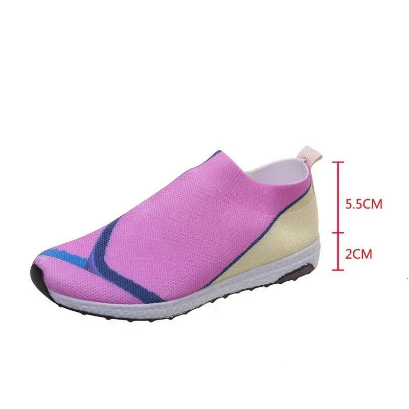 ddmyoutdoor Breathable Mesh Platform Sneakers Women Slip On Soft Casual Single Candy Knit Sock Flat Shoes Outdoor Outdoor Shoes