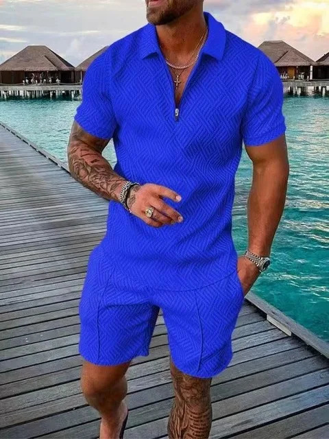 2025 3D Digital Printed Mens Fashion Casual Sets Short Sleeve Polo ShirtShorts 2 Piece Sets Sportwear Suit Male Clothing 250605
