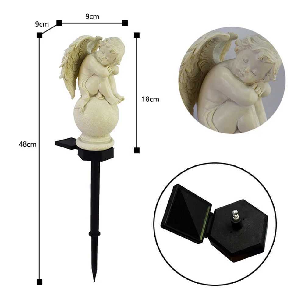 Solar Ground Plug Light Lighting Ornaments Resin Angel Lawn Decorative Light IP55 Waterproof Home Decor for Park Courtyard W250607