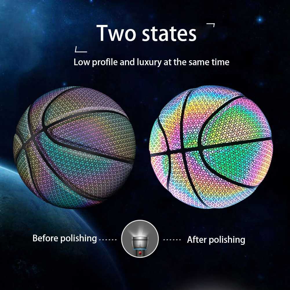PU Basketball Reflective Ball Glowing Durable Basketball Luminous Basketballs Gifts Toys For Indoor Outdoor Night Game XJ250606